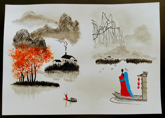 Scarlet Consonance, diptych