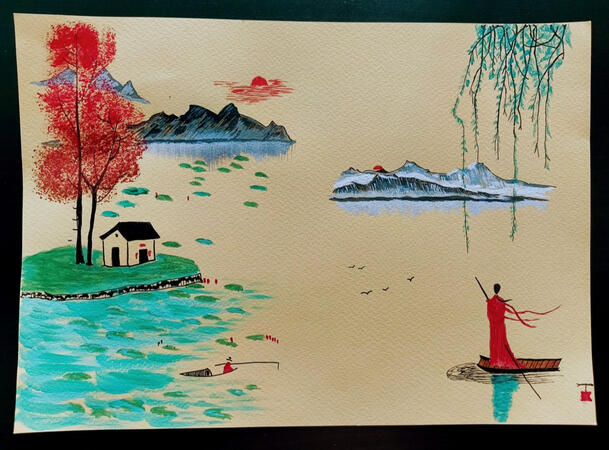 Crimson Coalescence, diptych